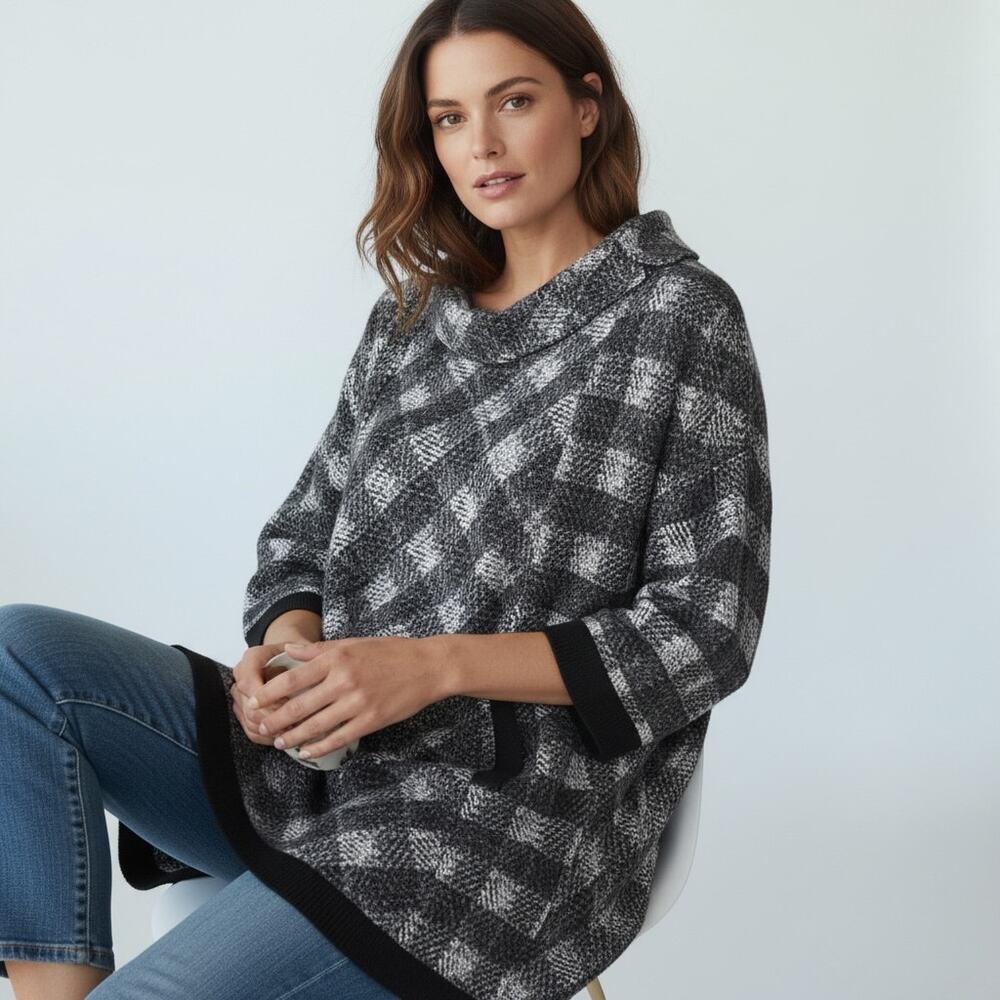 Terra SJ Apparel Check Plaid Collar Tunic Top Artsy Pockets Size XL